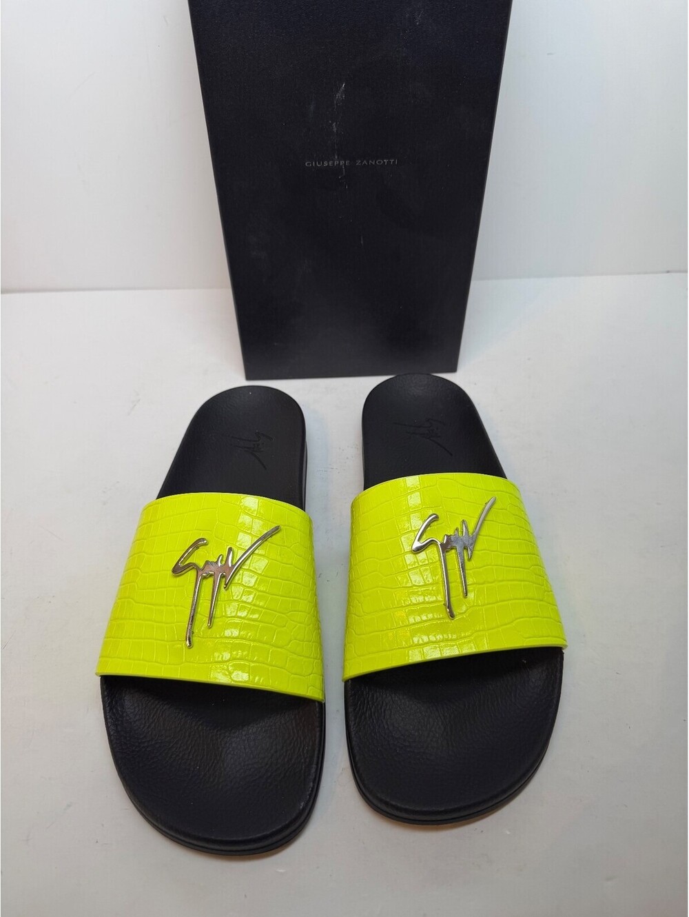 Giuseppe Zanotti Newburel Fluo Yellow Croc Size 12/45 New